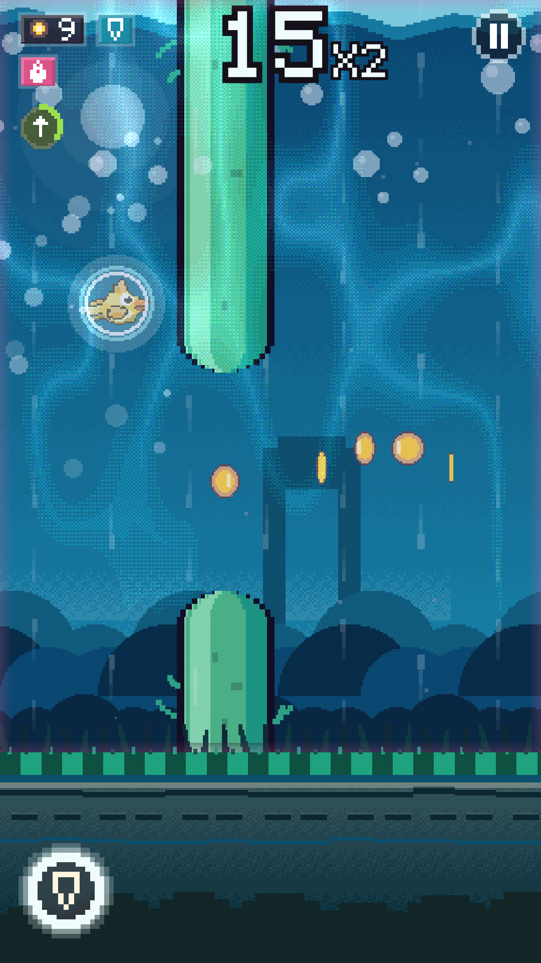The bird swimming through kelp columns in THE DEEP
